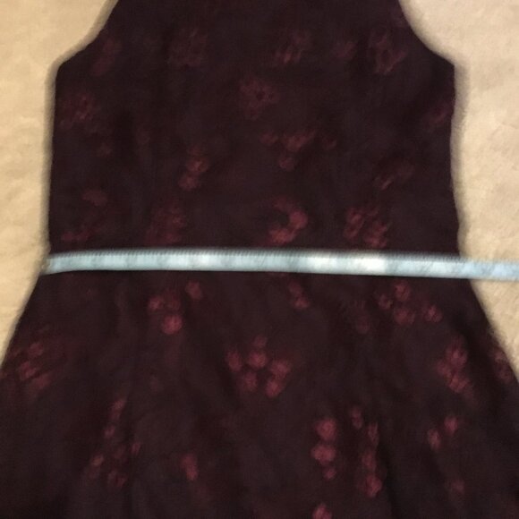 SEARS Fancy and Elegant Dark Burgundy Cotton Lace Mockneck Dress - Picture 13 of 16